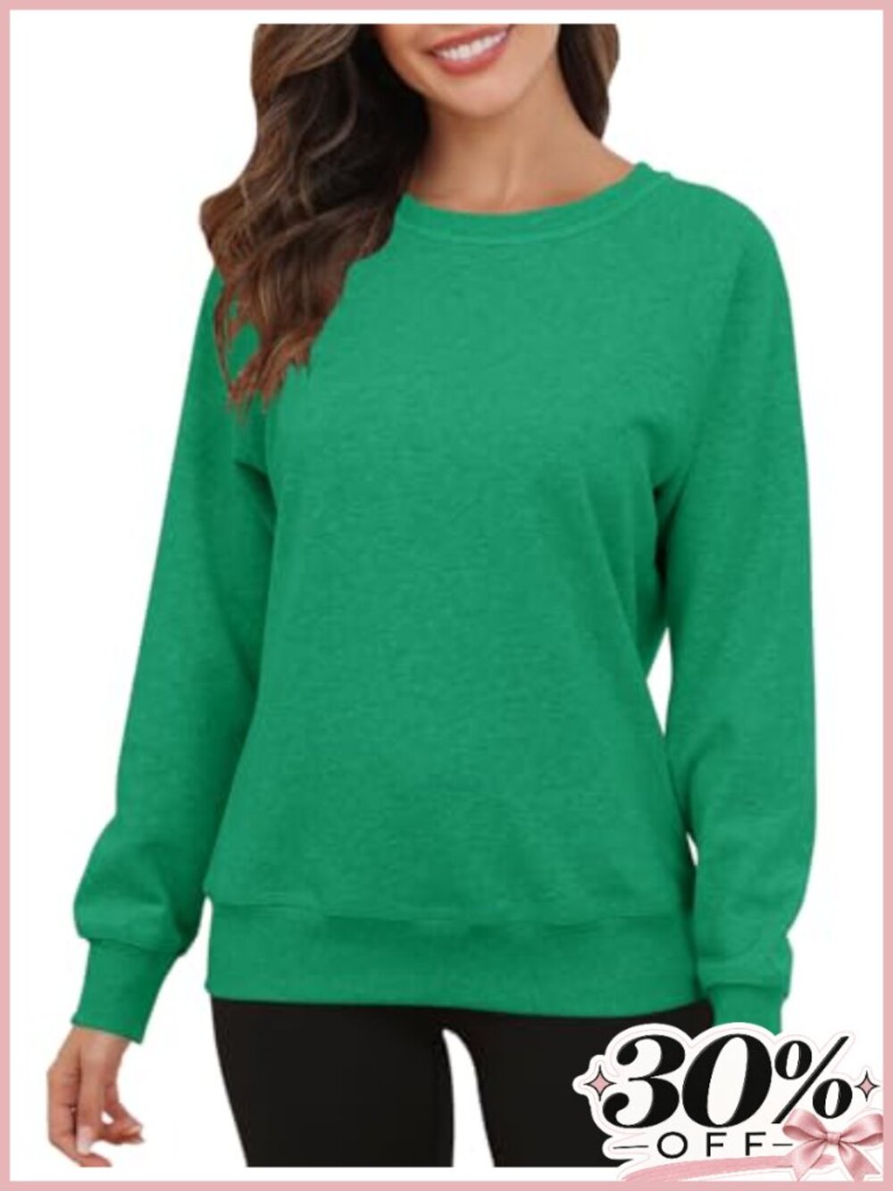 Fleece Lined Crewneck Raglan Sleeve Sweatshirt Loose Fit Pullover